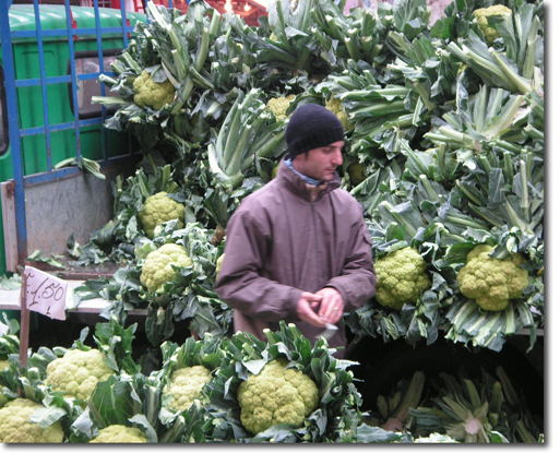 Cauliflower in the market